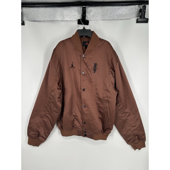 Air Jordan Zion Williamson‎ Bomber Varsity Brown Jacket DV5633-244 Mens Medium